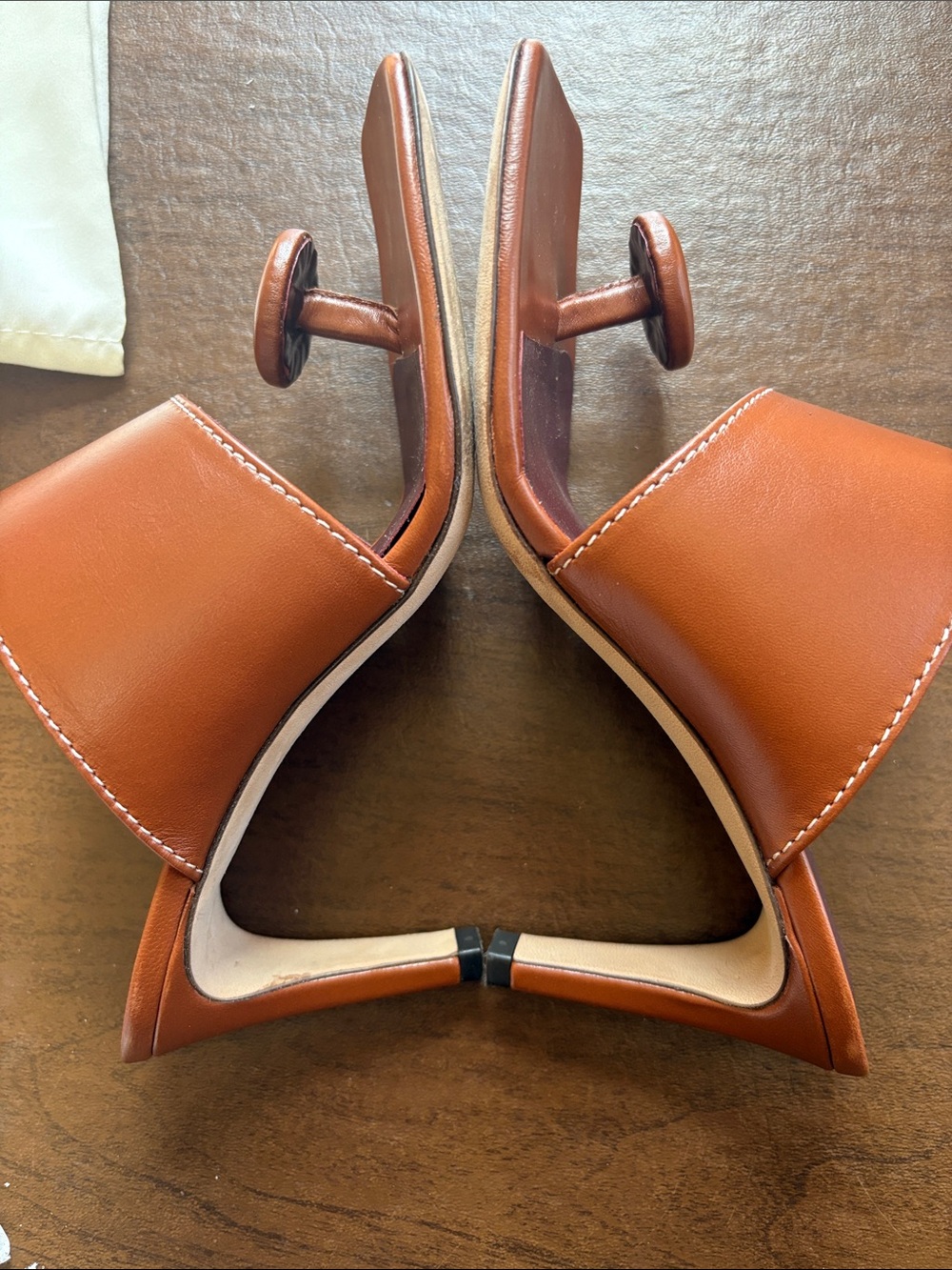 STAUD Brown Leather Toe-Loop Sandal Heels - Picture 5 of 5